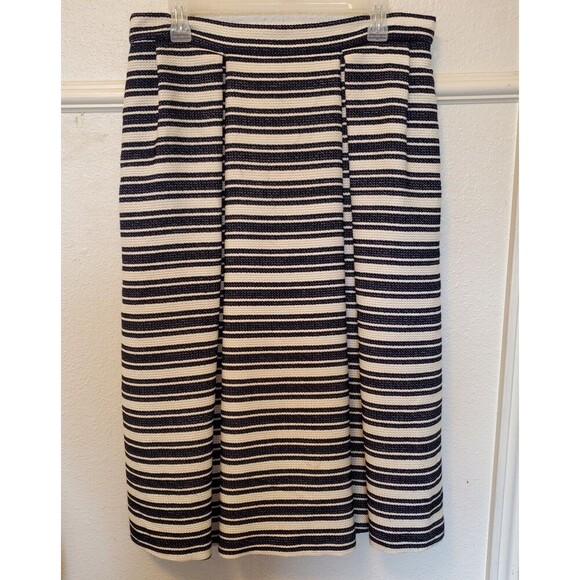 Whistles Ivy Stripe Midi Skirt Blue and White Women's Size US 12 UK 16 EU 44 New